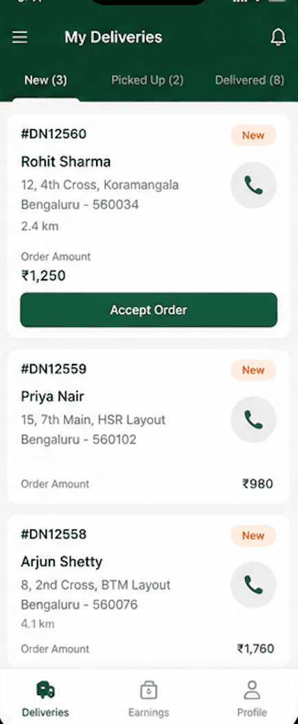 Date with Nuts delivery partner application